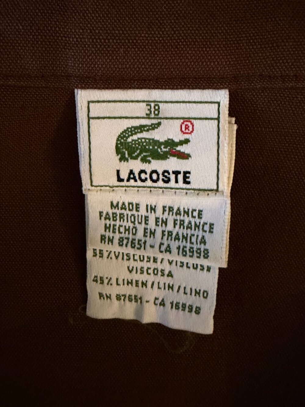 Lacoste Brown Button-Front Jacket – Women's SIZE 38 - Picture 5 of 7